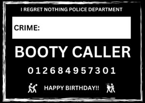 Novelty Mugshot Crime Card - Booty Caller