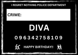 Novelty Mugshot Crime Card - Diva