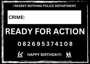 Novelty Mugshot Crime Card - Ready for Action