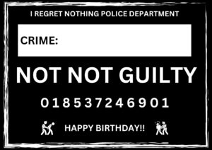 Novelty Mugshot Crime Card - Not Not Guilty