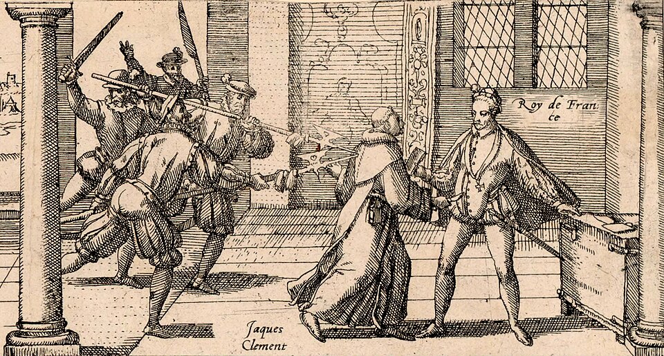 Monk Jacques Clement Stabs King Henry III to Death in Saint-Cloud